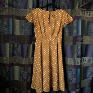 Unique Vintage Orange and White Sundress with Flutter Sleeves and Crew Neck